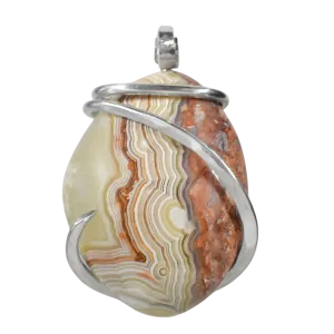 Crazy Lace Agate Handmade Stone Pendant Wrapped in Silver