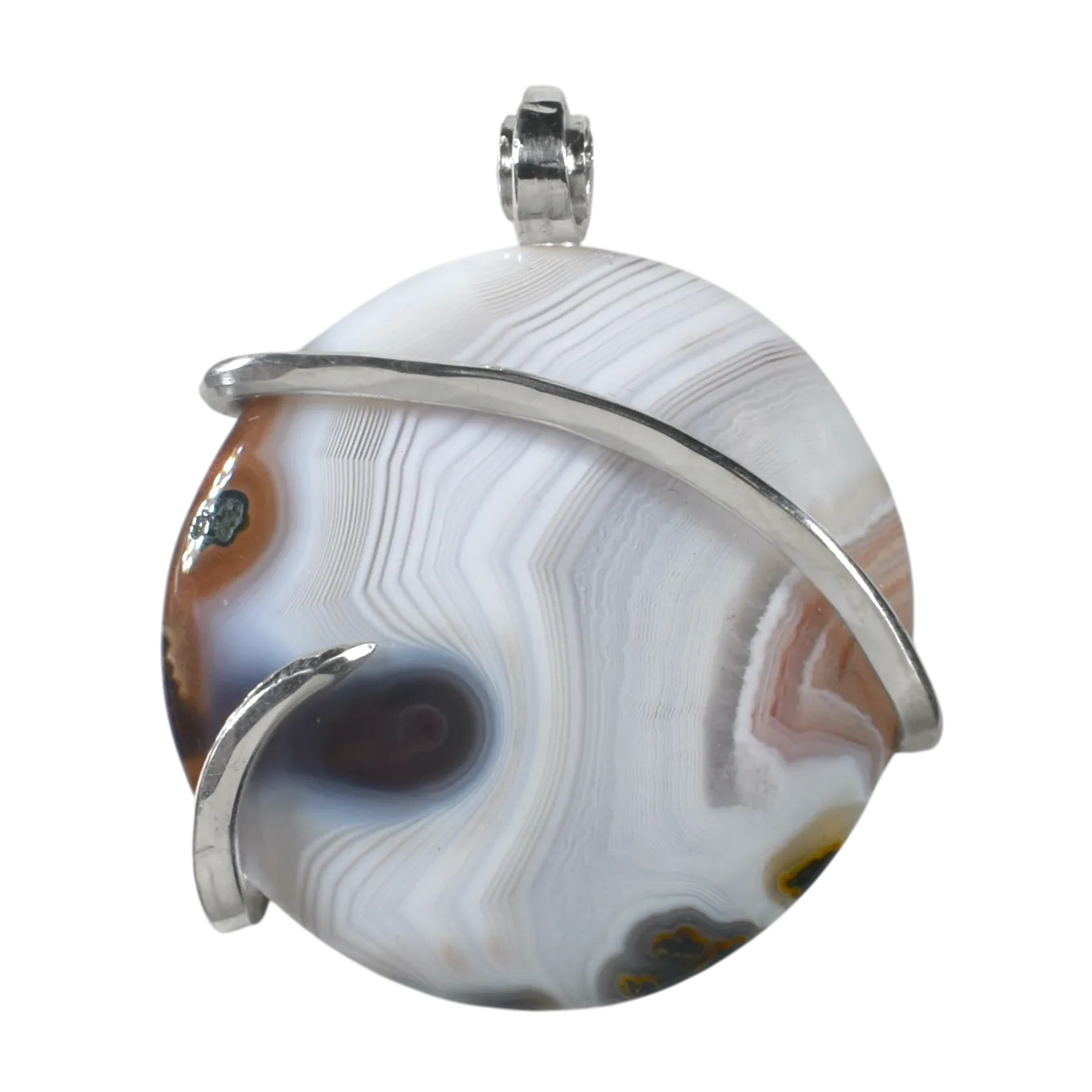 Crazy Lace Agate Handmade Stone Pendant Wrapped in Silver
