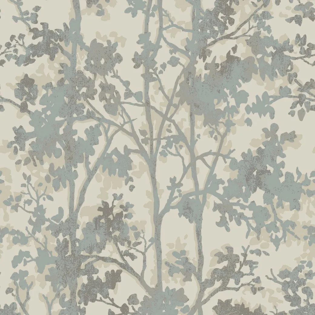 Cream & Silver Shimmering Foliage Wallpaper (57 SqFt)
