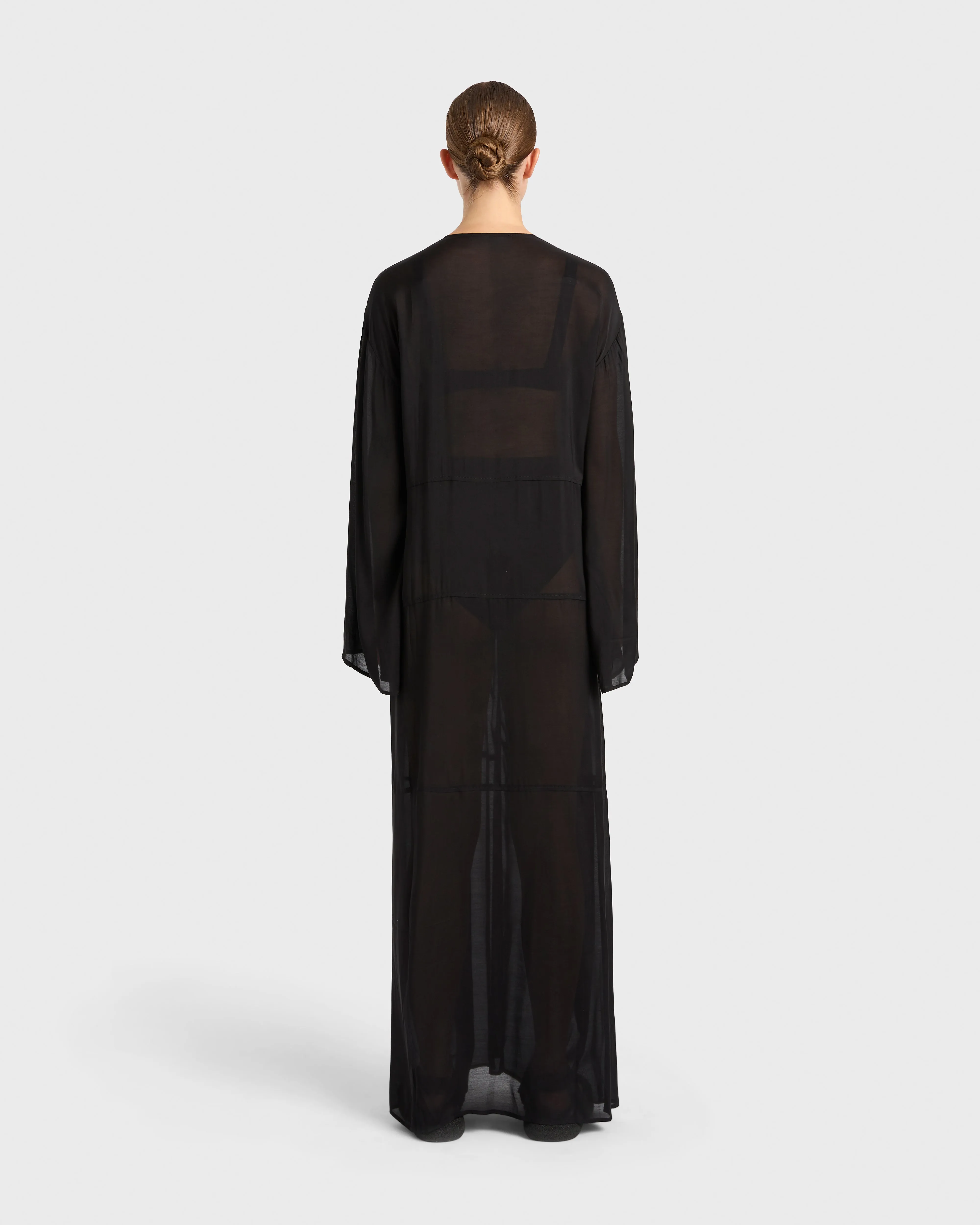 Cremona Tie-Front Maxi Coverup - Black