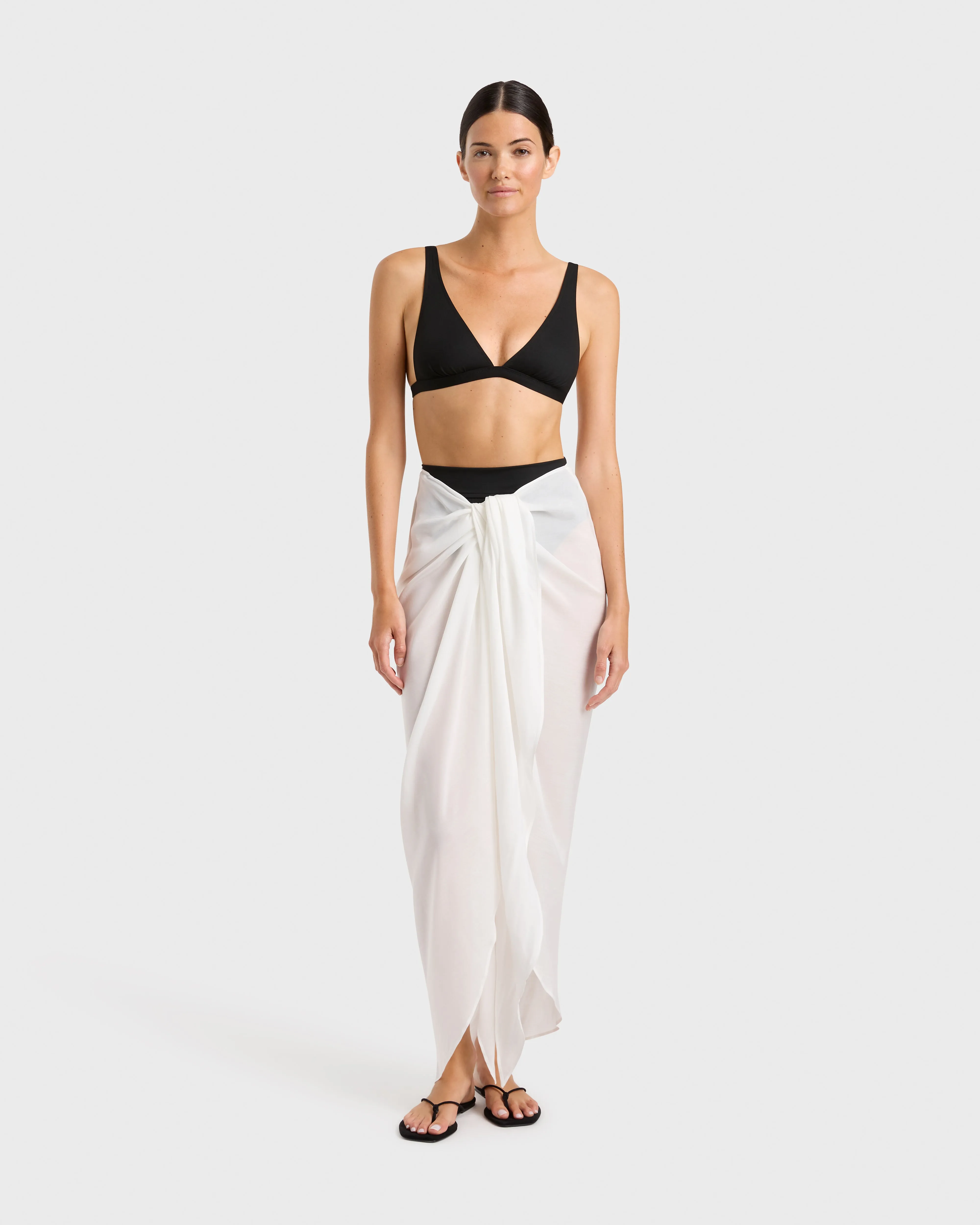 Cremona Tie Front Sarong - White