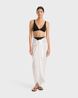 Cremona Tie Front Sarong - White