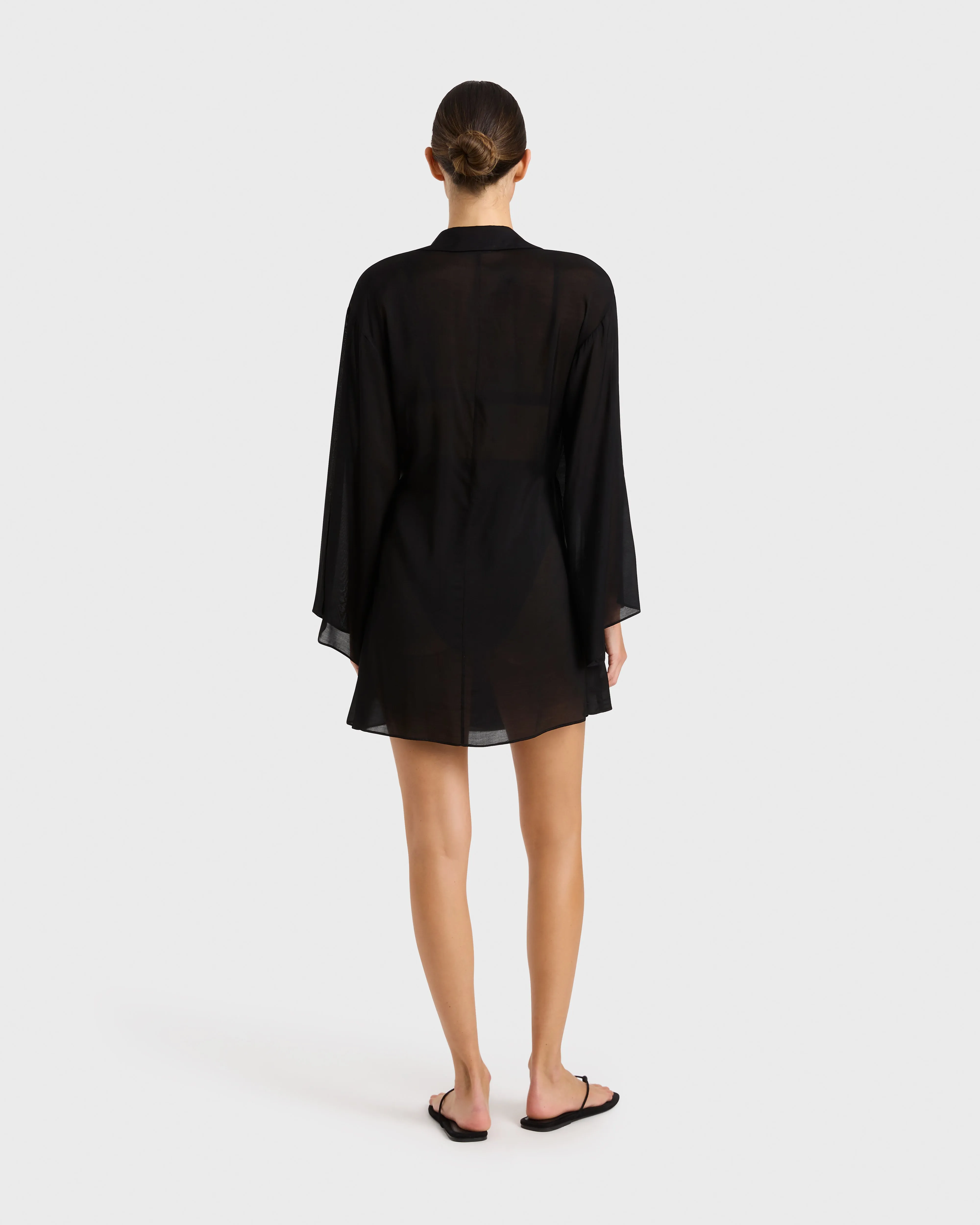 Cremona Wrap Mini Coverup - Black