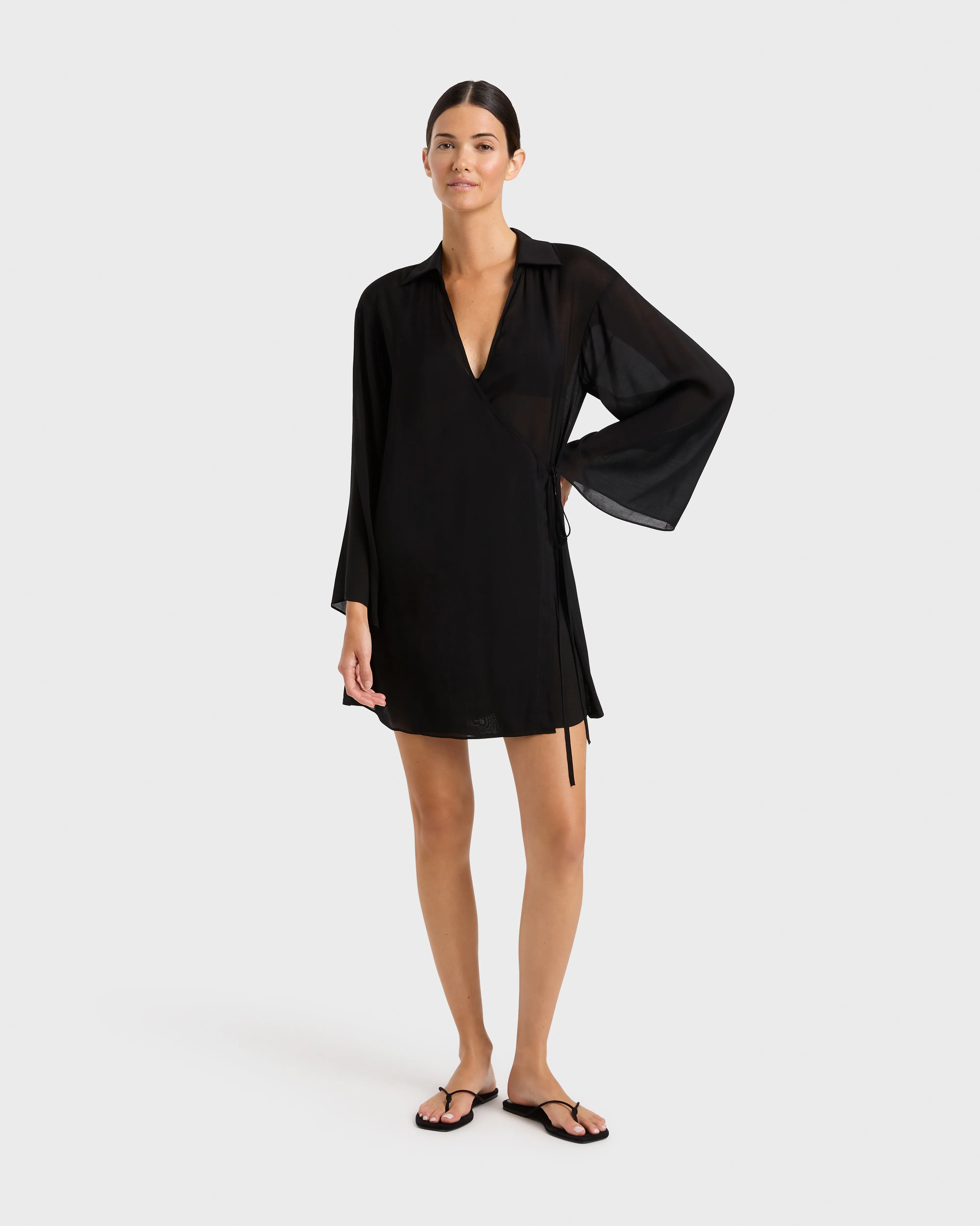 Cremona Wrap Mini Coverup - Black
