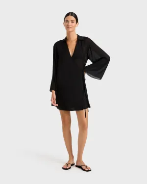 Cremona Wrap Mini Coverup - Black
