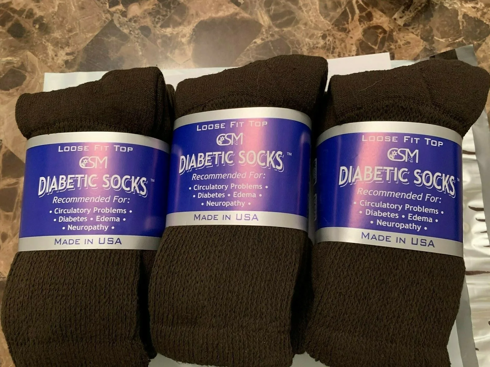 Creswell Men Brown Diabetic Crew Socks