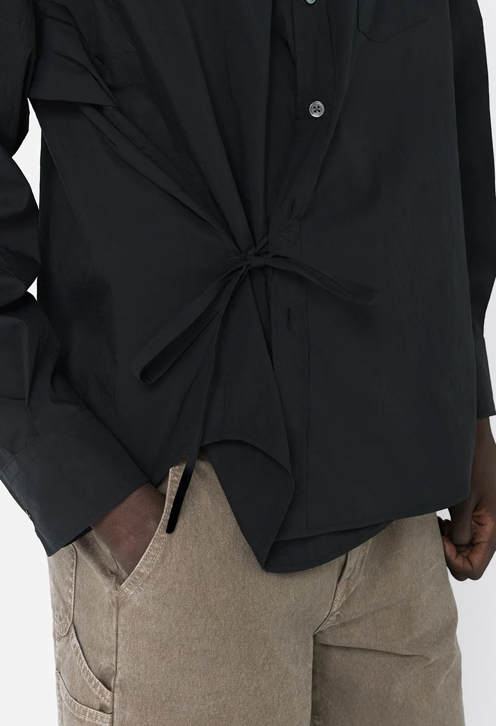 Crinkled Kimono Shirt / Black