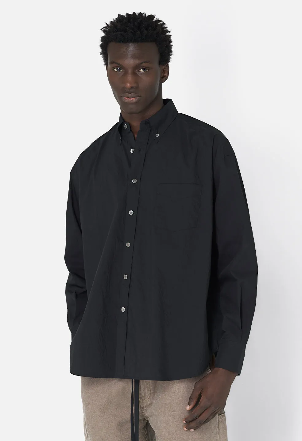 Crinkled Kimono Shirt / Black