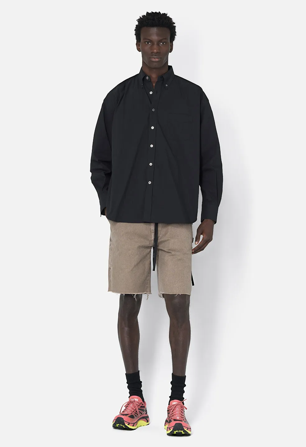Crinkled Kimono Shirt / Black