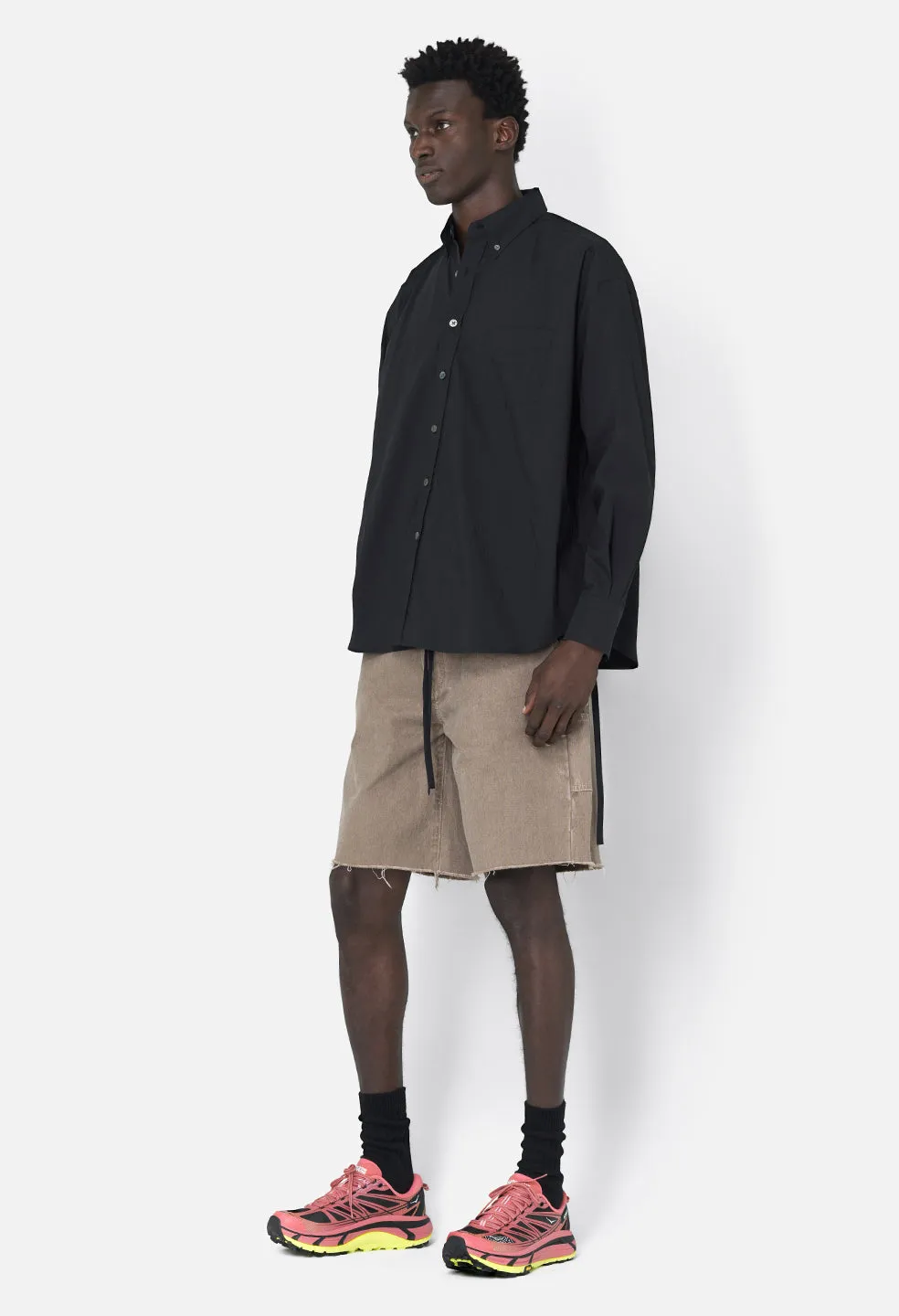 Crinkled Kimono Shirt / Black