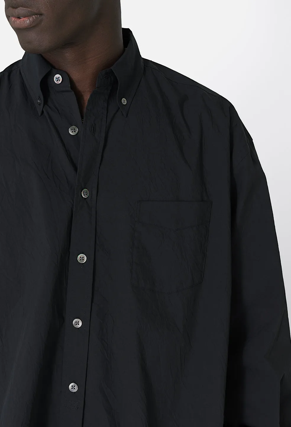 Crinkled Kimono Shirt / Black