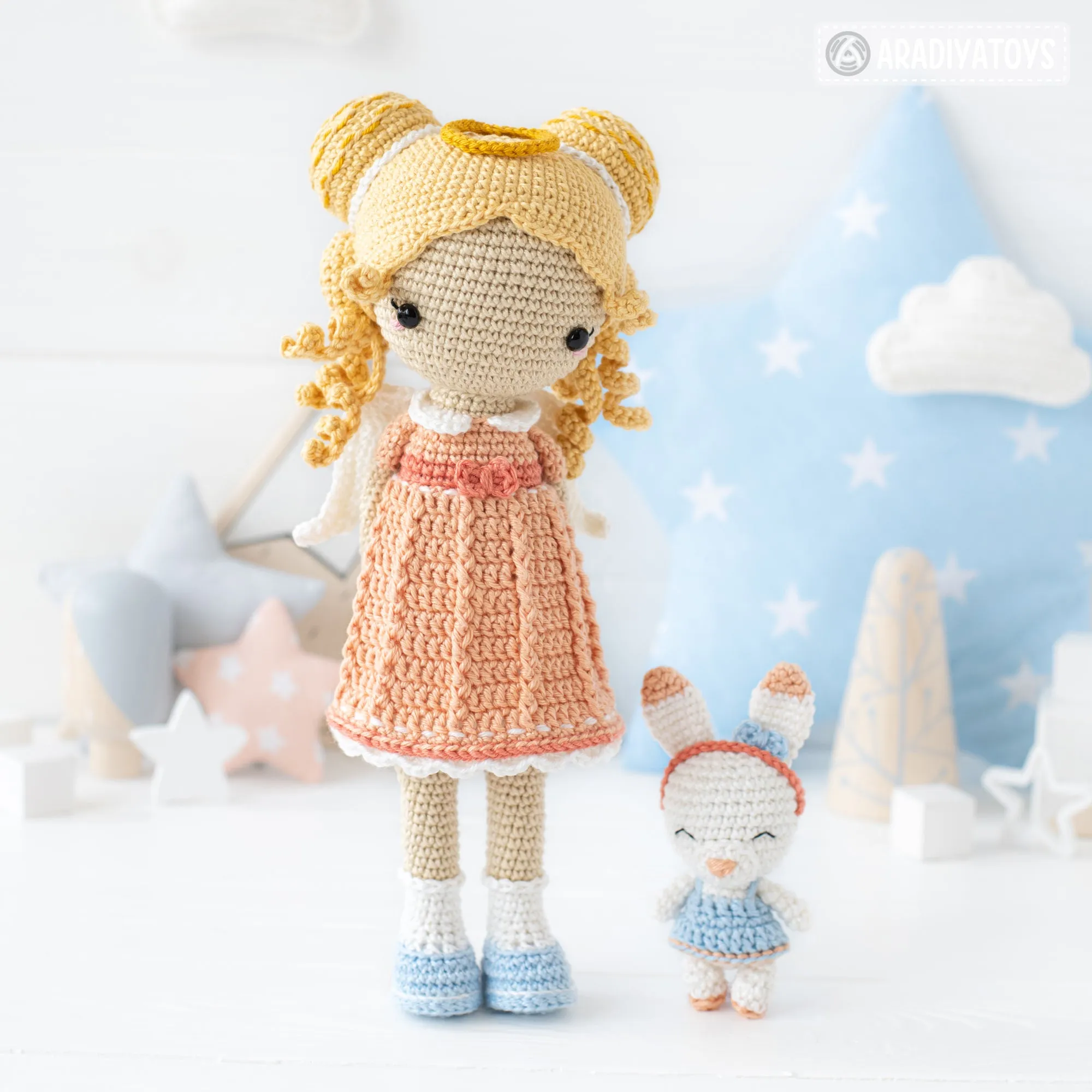 Crochet Doll Pattern for Friendy Leah the Angel Amigurumi Doll Pattern PDF File Tutorial Amigurumi Crochet Doll Lesson Digital Download
