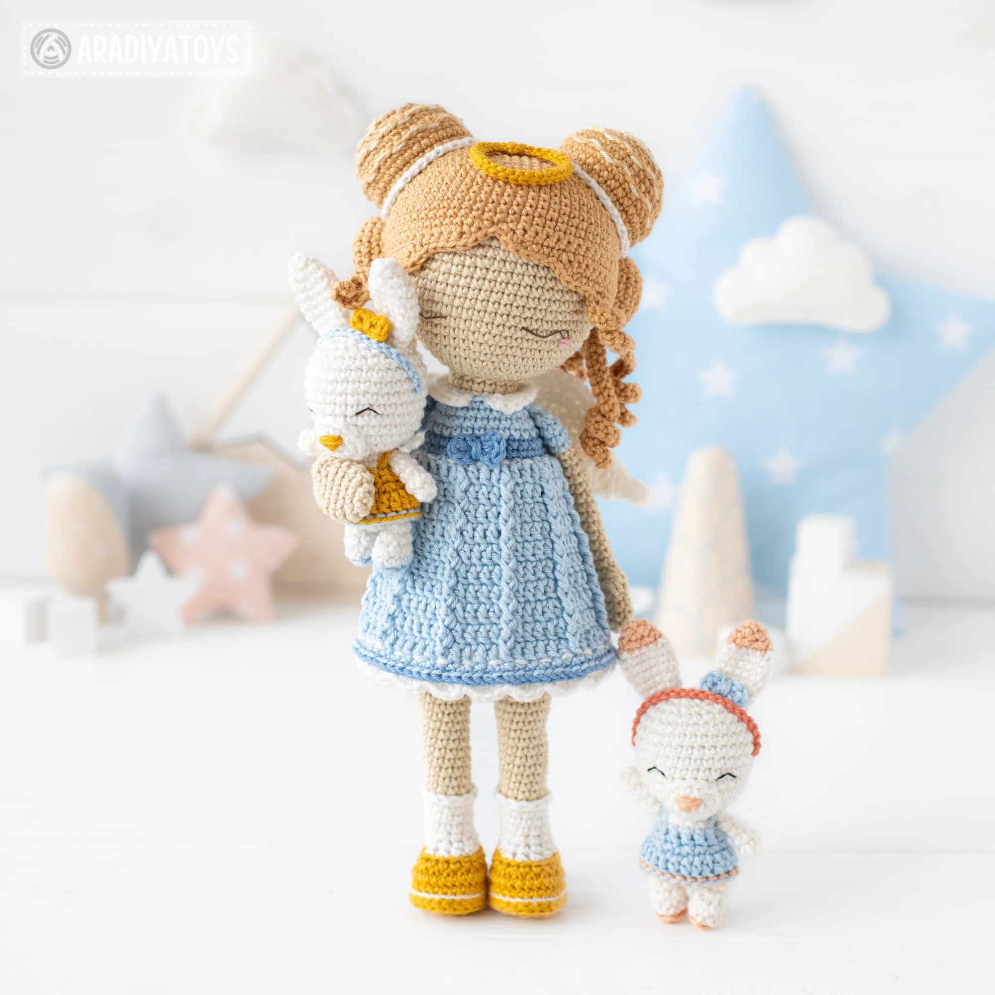 Crochet Doll Pattern for Friendy Leah the Angel Amigurumi Doll Pattern PDF File Tutorial Amigurumi Crochet Doll Lesson Digital Download