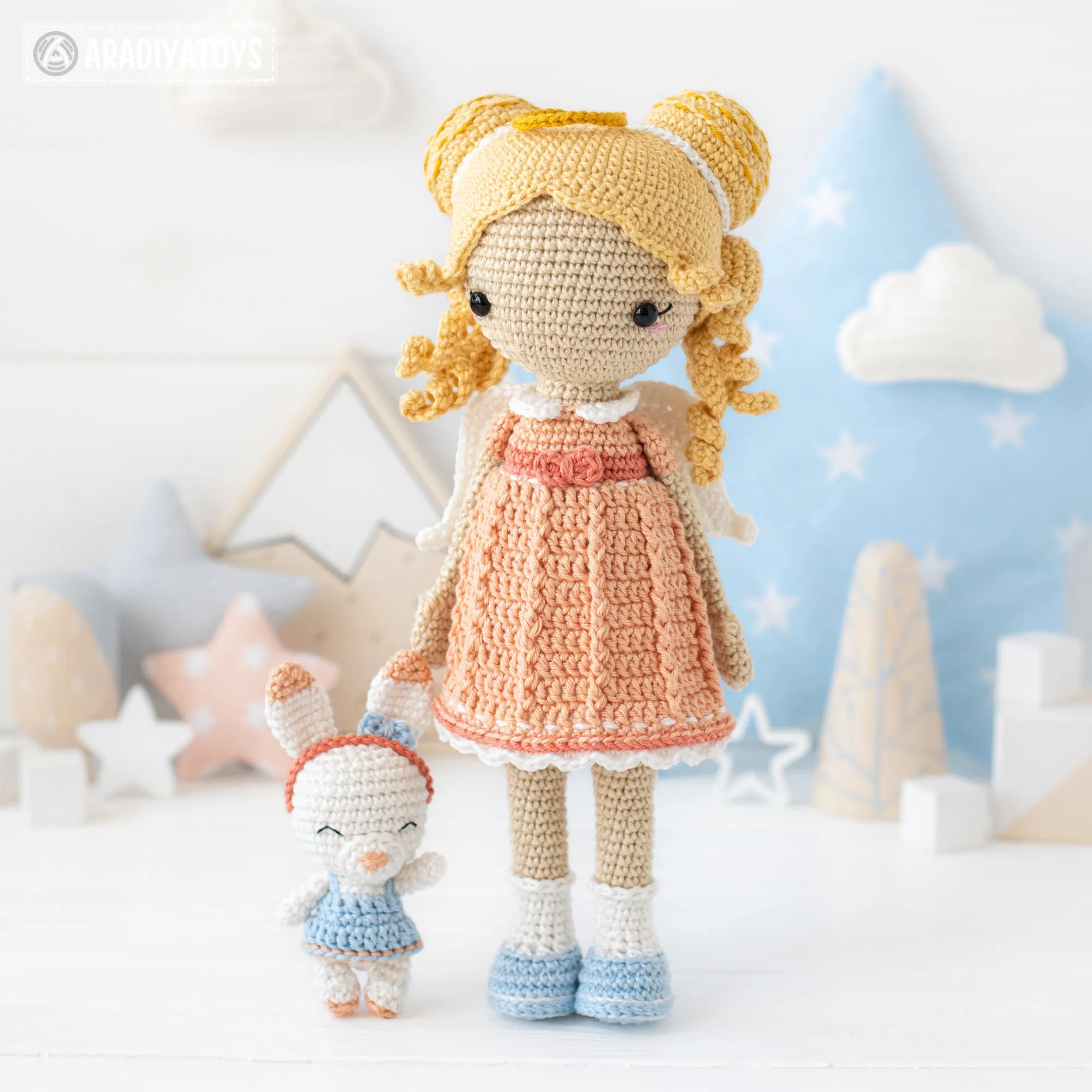Crochet Doll Pattern for Friendy Leah the Angel Amigurumi Doll Pattern PDF File Tutorial Amigurumi Crochet Doll Lesson Digital Download