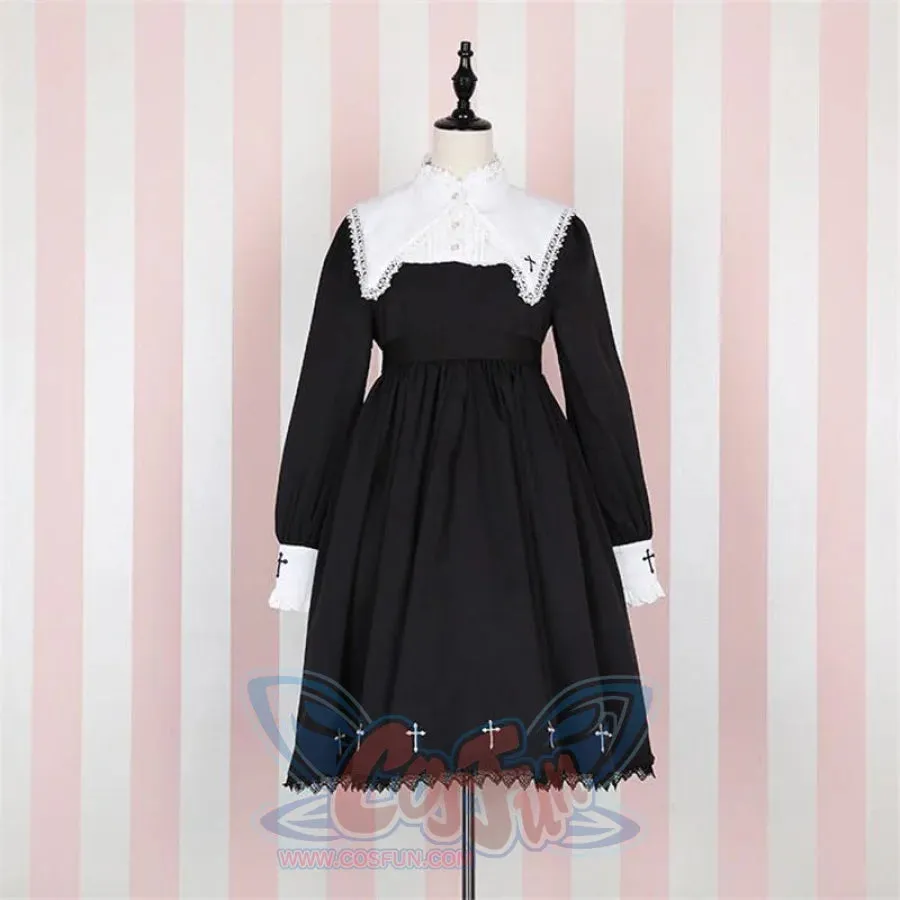 Cross Pattern Embroidery Gothic Lolita Dress mp006165