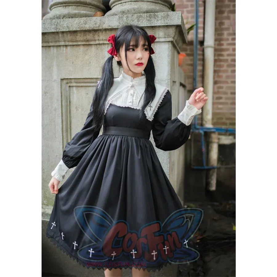 Cross Pattern Embroidery Gothic Lolita Dress mp006165