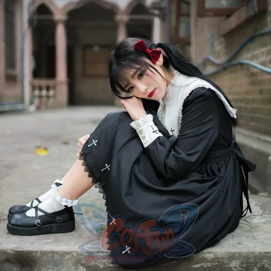 Cross Pattern Embroidery Gothic Lolita Dress mp006165