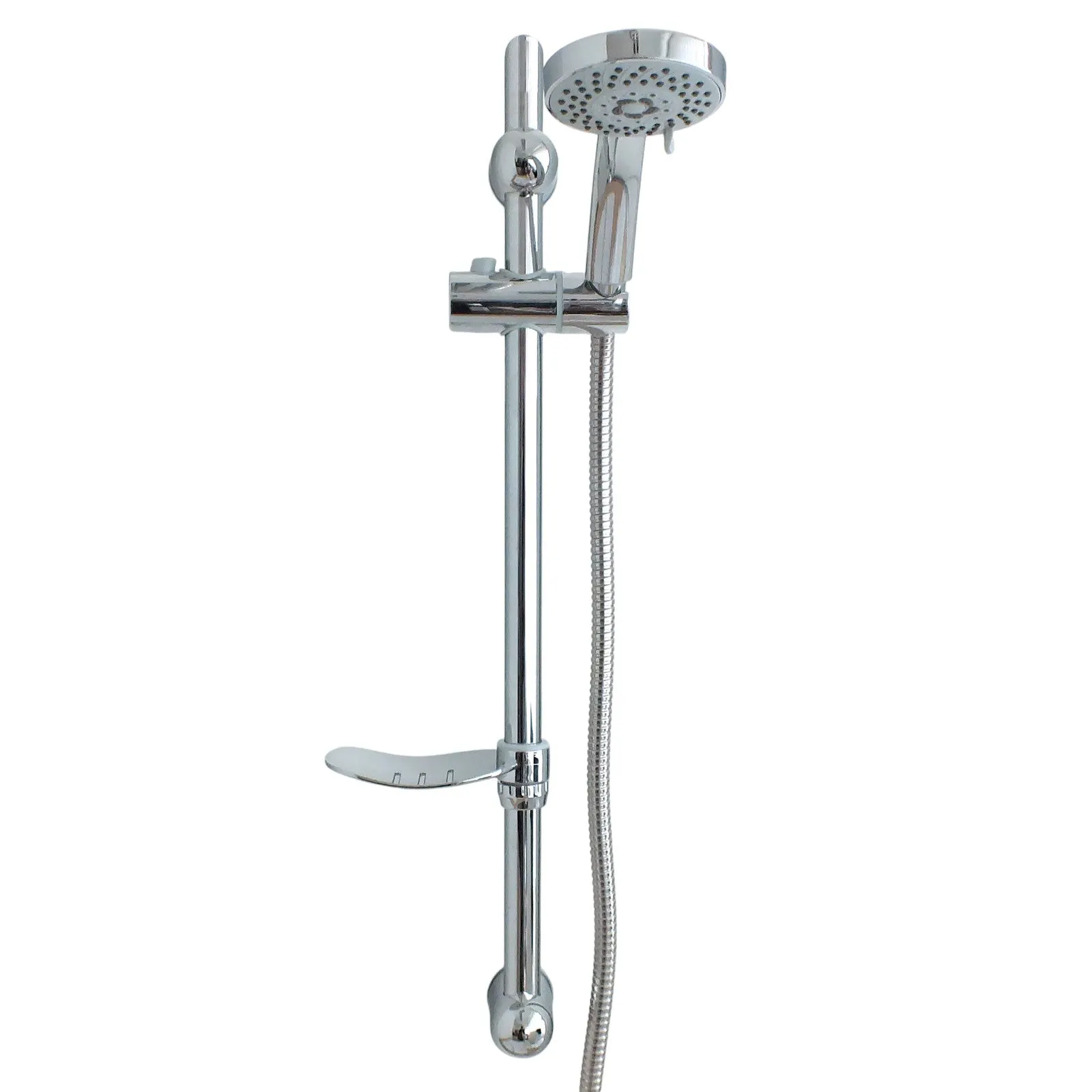 Croydex Chrome Shower Riser Rail Set | Adjustable 5 Function Spray Head, Hose and Soap Dish