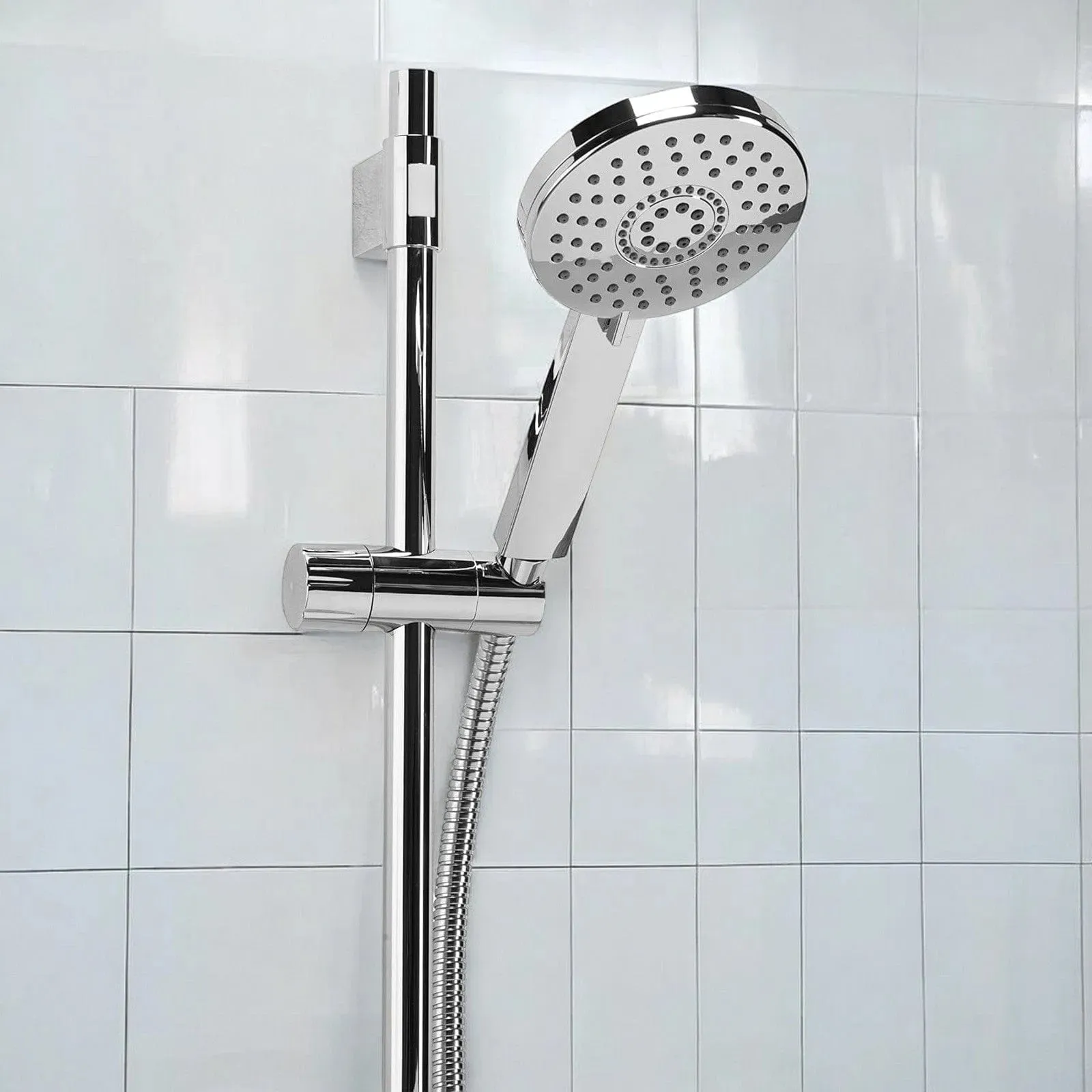 Croydex Matrix Shower Riser Rail Set with Adjustable 5 Pattern Spray Head & 1.5m Stainless Steel Hose