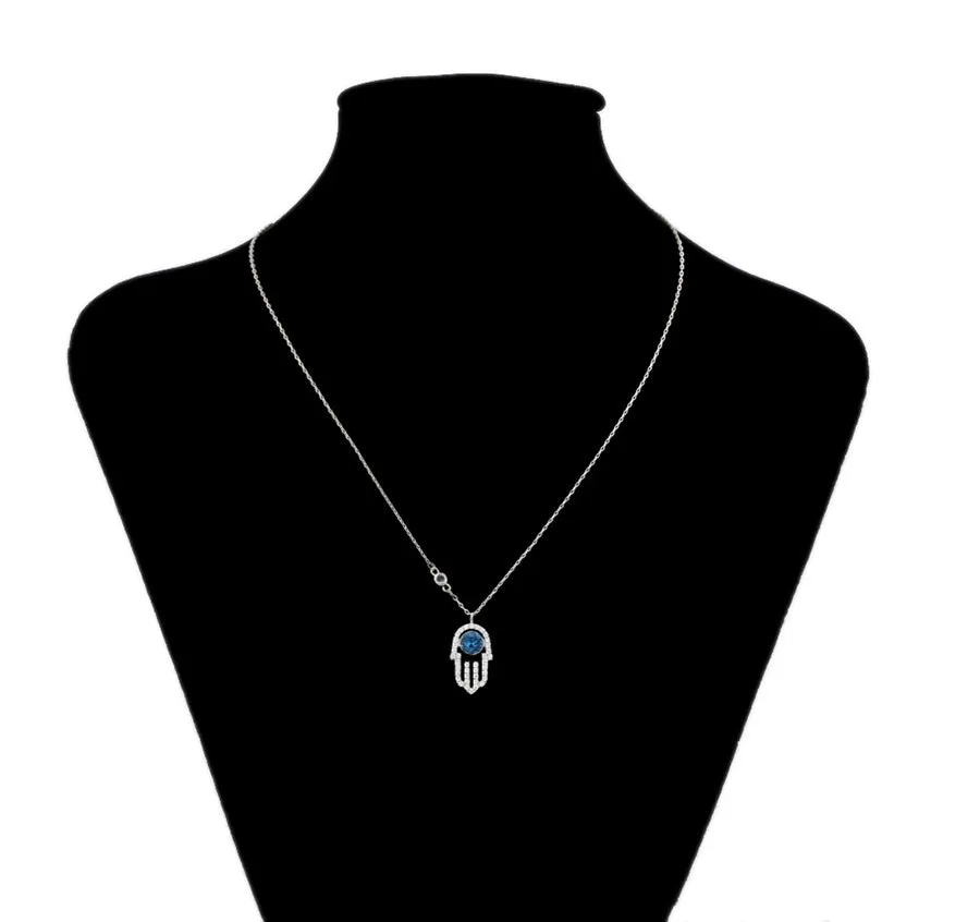 Crystal & CZ Diamond Hamsa Necklace