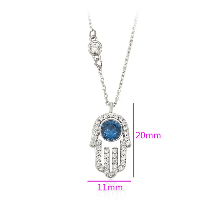 Crystal & CZ Diamond Hamsa Necklace