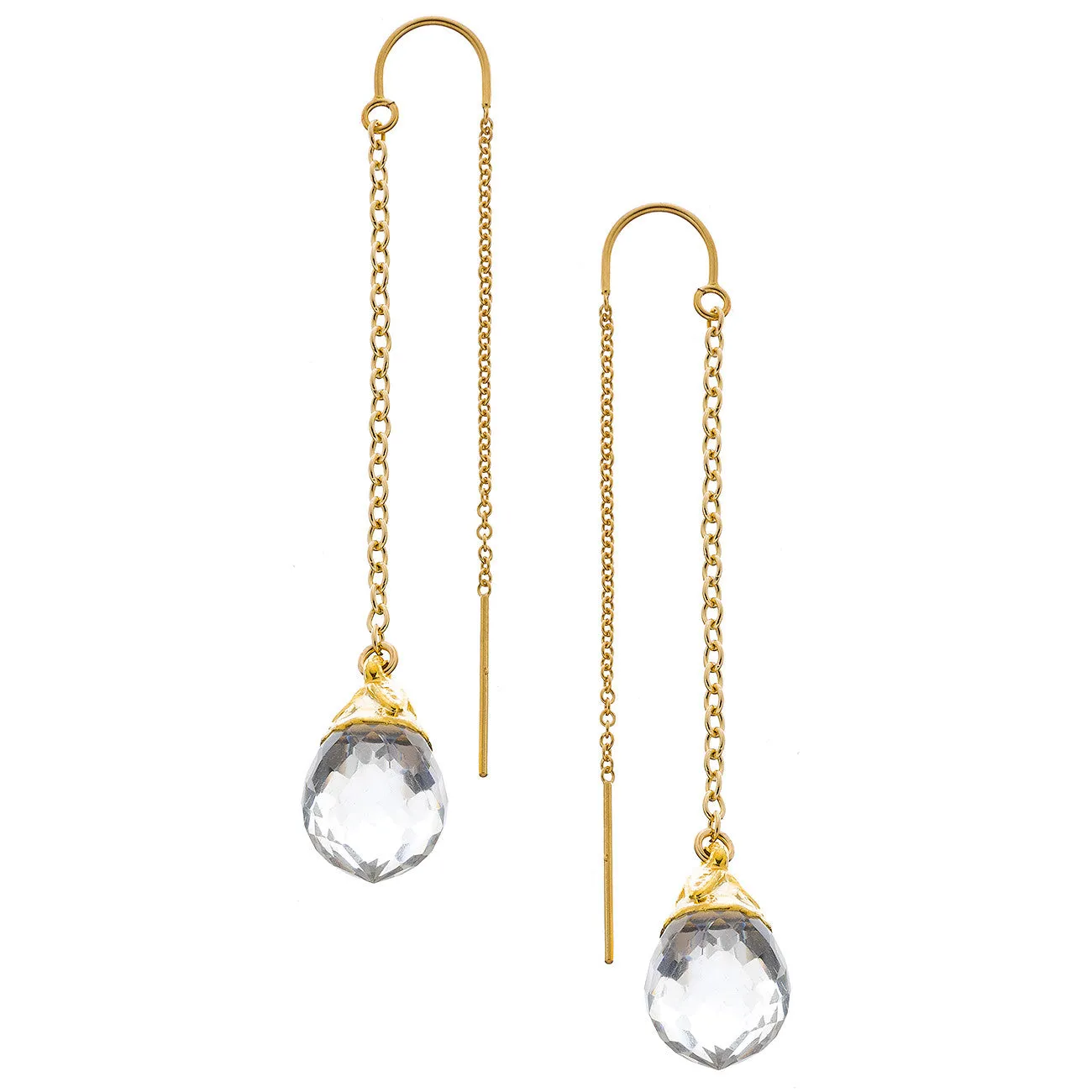 Crystal Quartz Drop Thread Thru Earrings