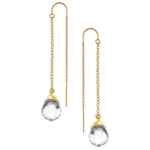 Crystal Quartz Drop Thread Thru Earrings