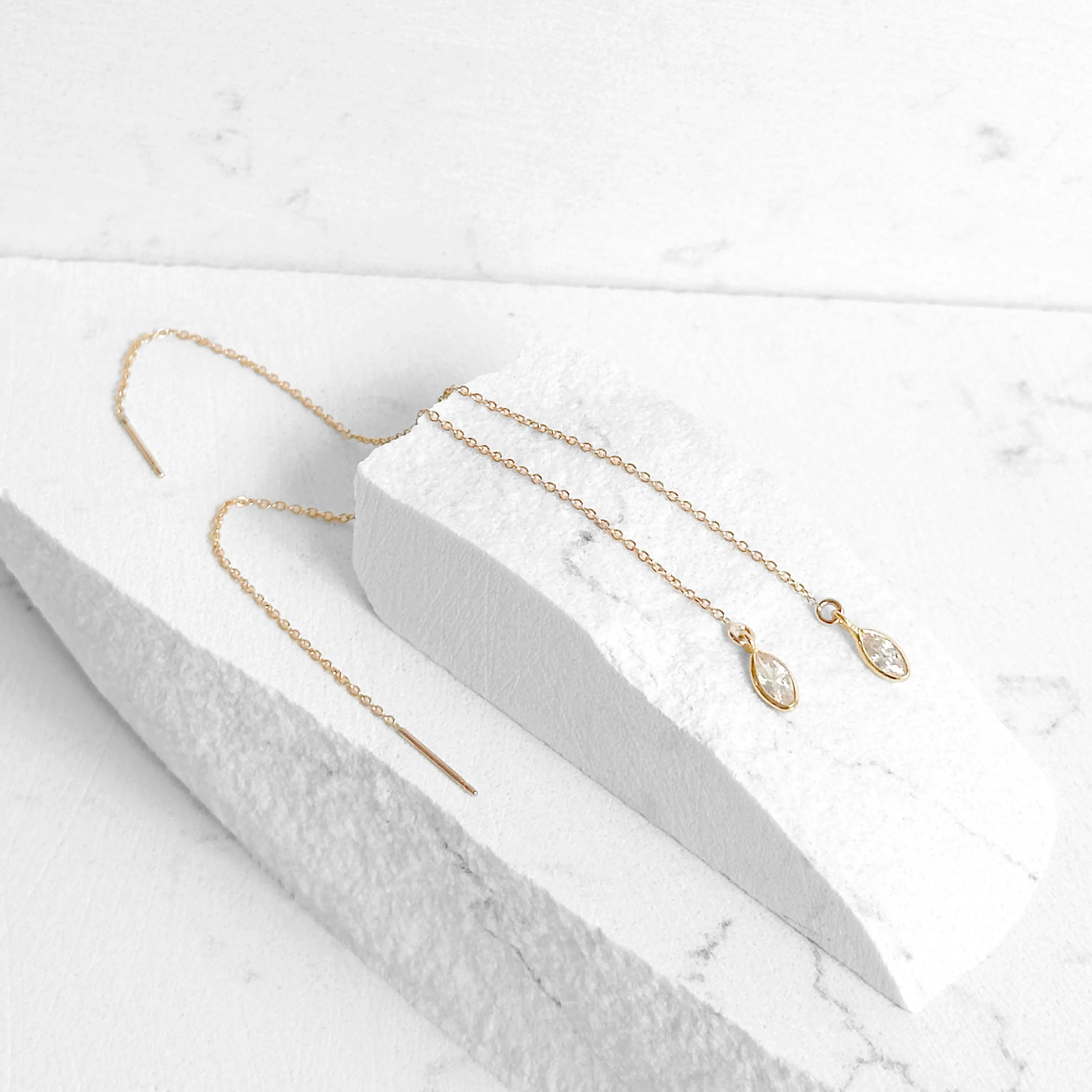 Crystal Quartz Marquise Threader Earrings