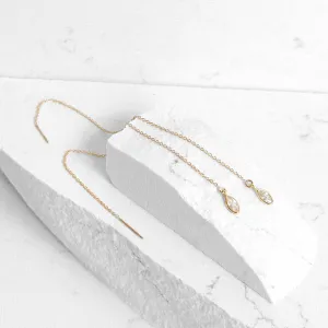 Crystal Quartz Marquise Threader Earrings