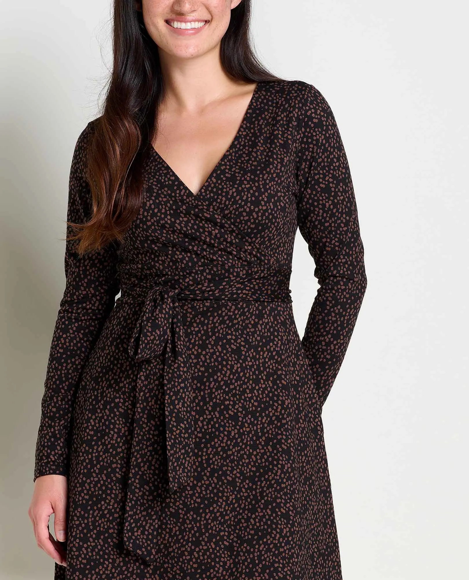 Cue Wrap Long Sleeve Dress