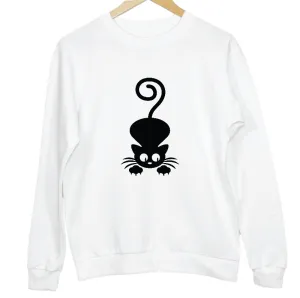 Curios Kitty Cat Graphic Sweatshirt For Cat Lover