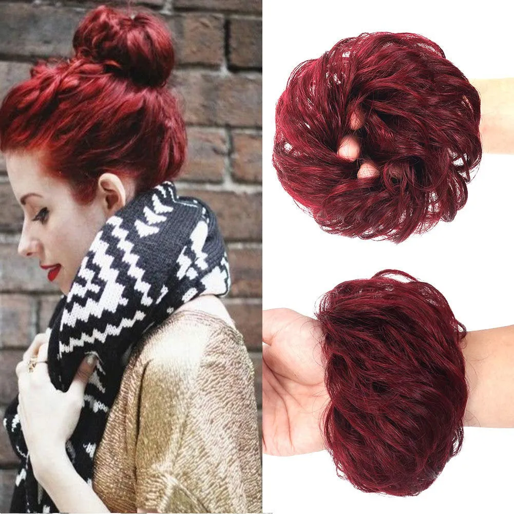 Curly Messy Bun Scrunchie Updo Hairpiece 100% Brazilian Human Hair