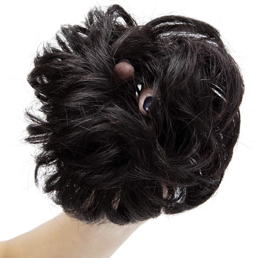 Curly Messy Bun Scrunchie Updo Hairpiece 100% Brazilian Human Hair