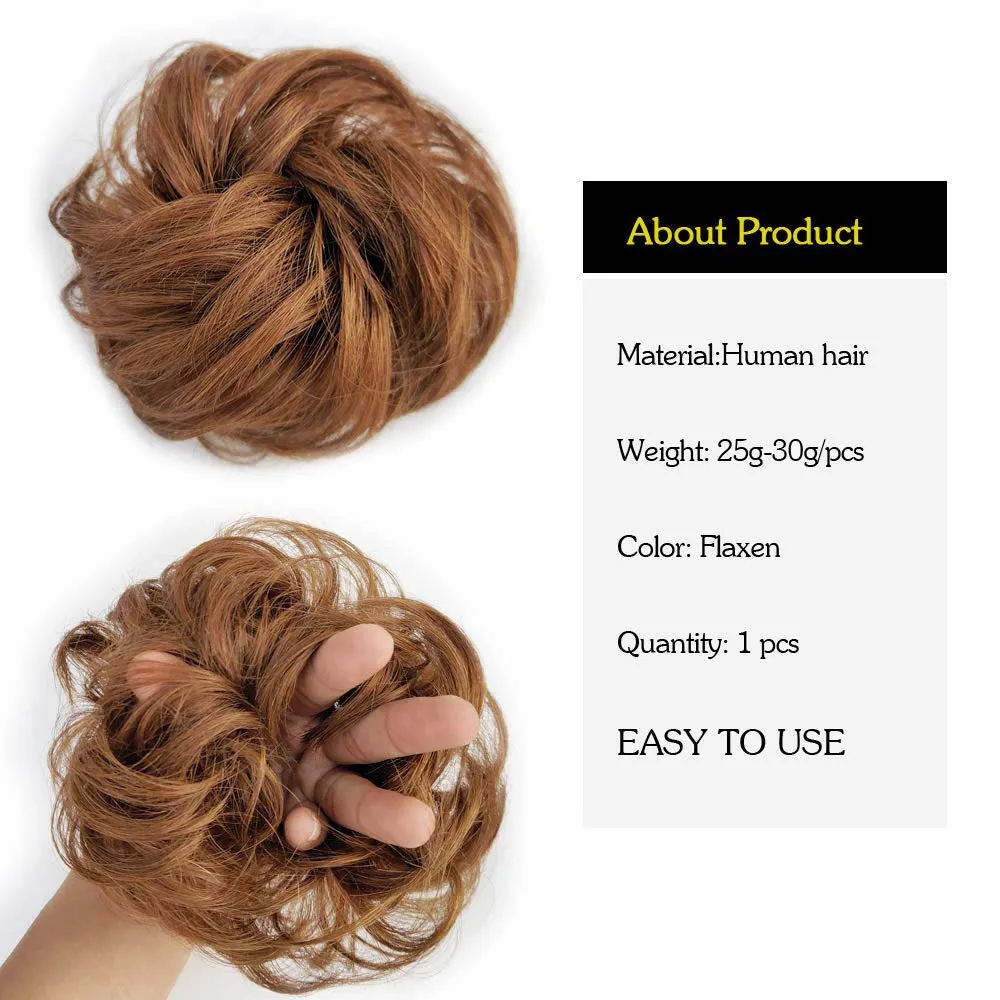 Curly Messy Bun Scrunchie Updo Hairpiece 100% Brazilian Human Hair