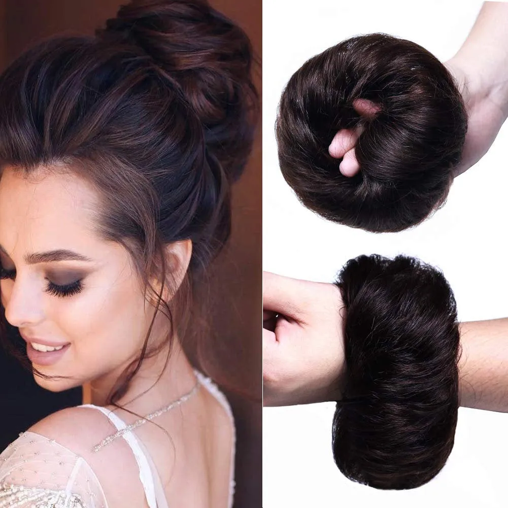 Curly Messy Bun Scrunchie Updo Hairpiece 100% Brazilian Human Hair
