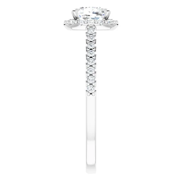 Cushion Cut Diamond Halo Engagement Ring