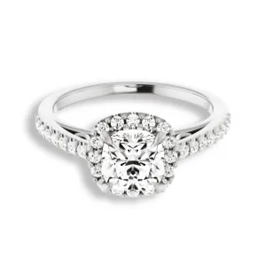 Cushion Cut Diamond Halo Engagement Ring
