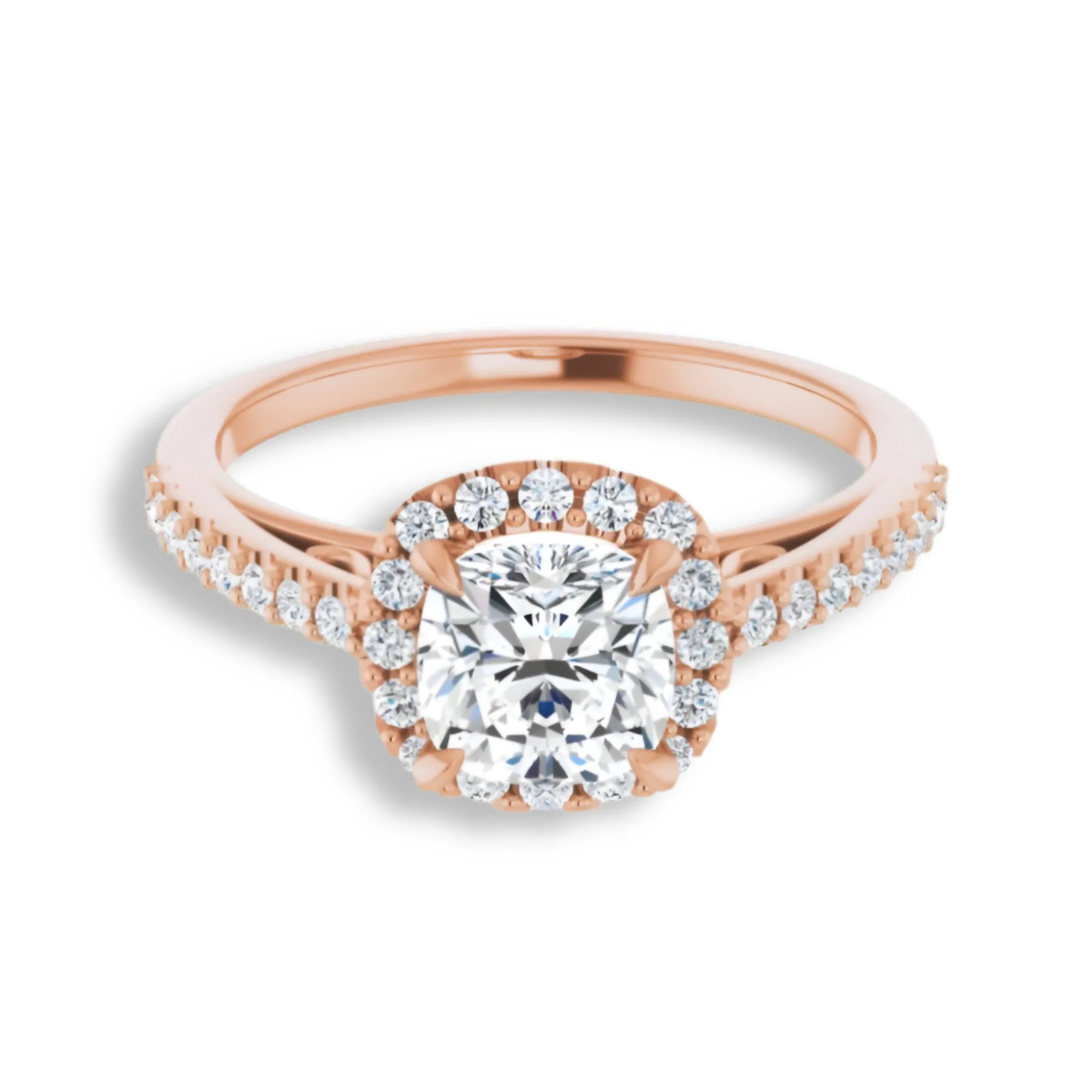 Cushion Cut Diamond Halo Engagement Ring