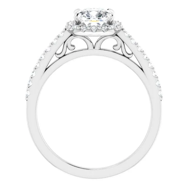Cushion Cut Diamond Halo Engagement Ring