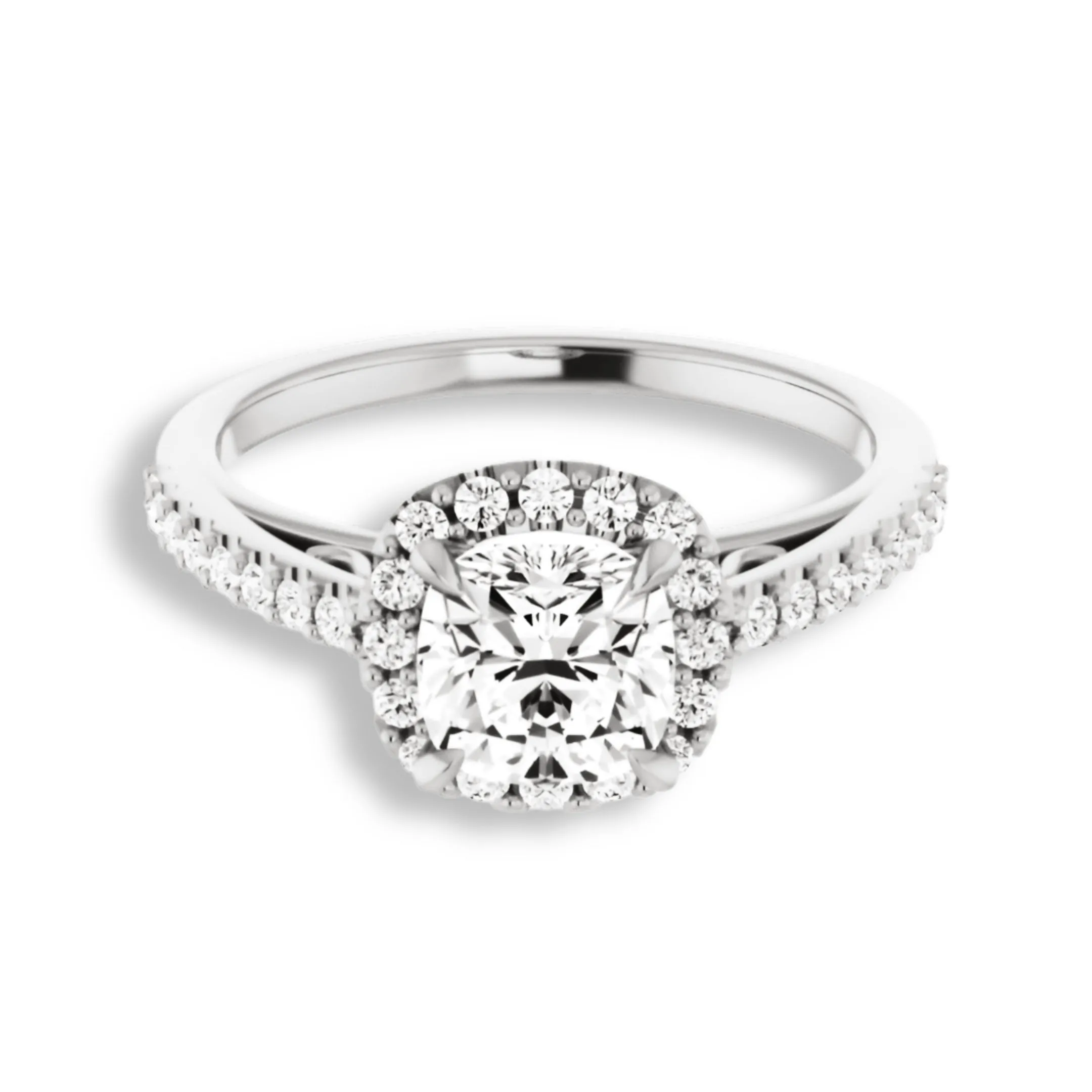 Cushion Cut Diamond Halo Engagement Ring