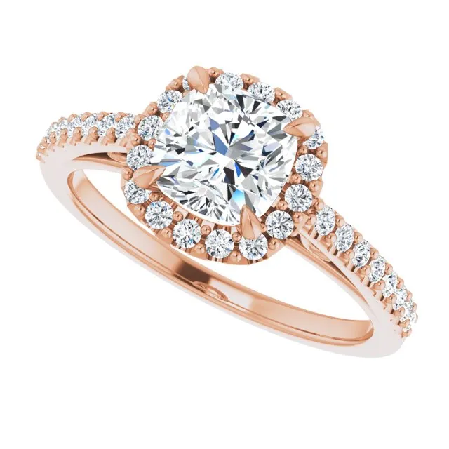Cushion Cut Diamond Halo Engagement Ring