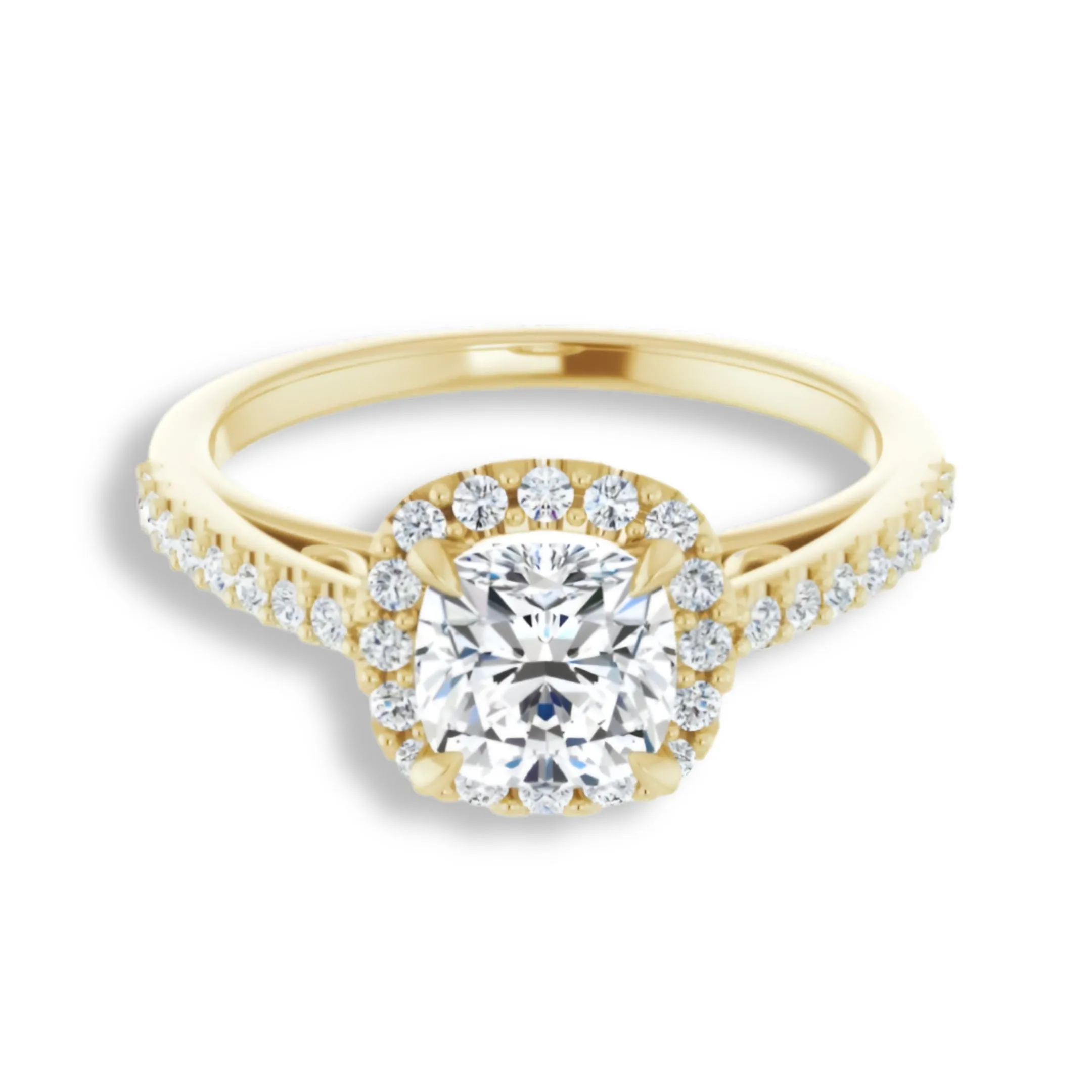 Cushion Cut Diamond Halo Engagement Ring