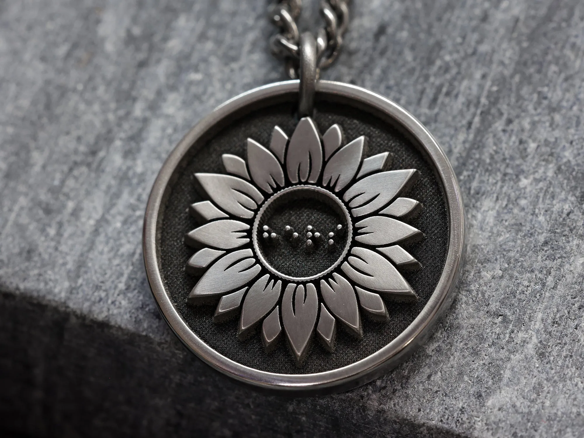 Custom 3D SKULL ART - TITANIUM Round Necklace