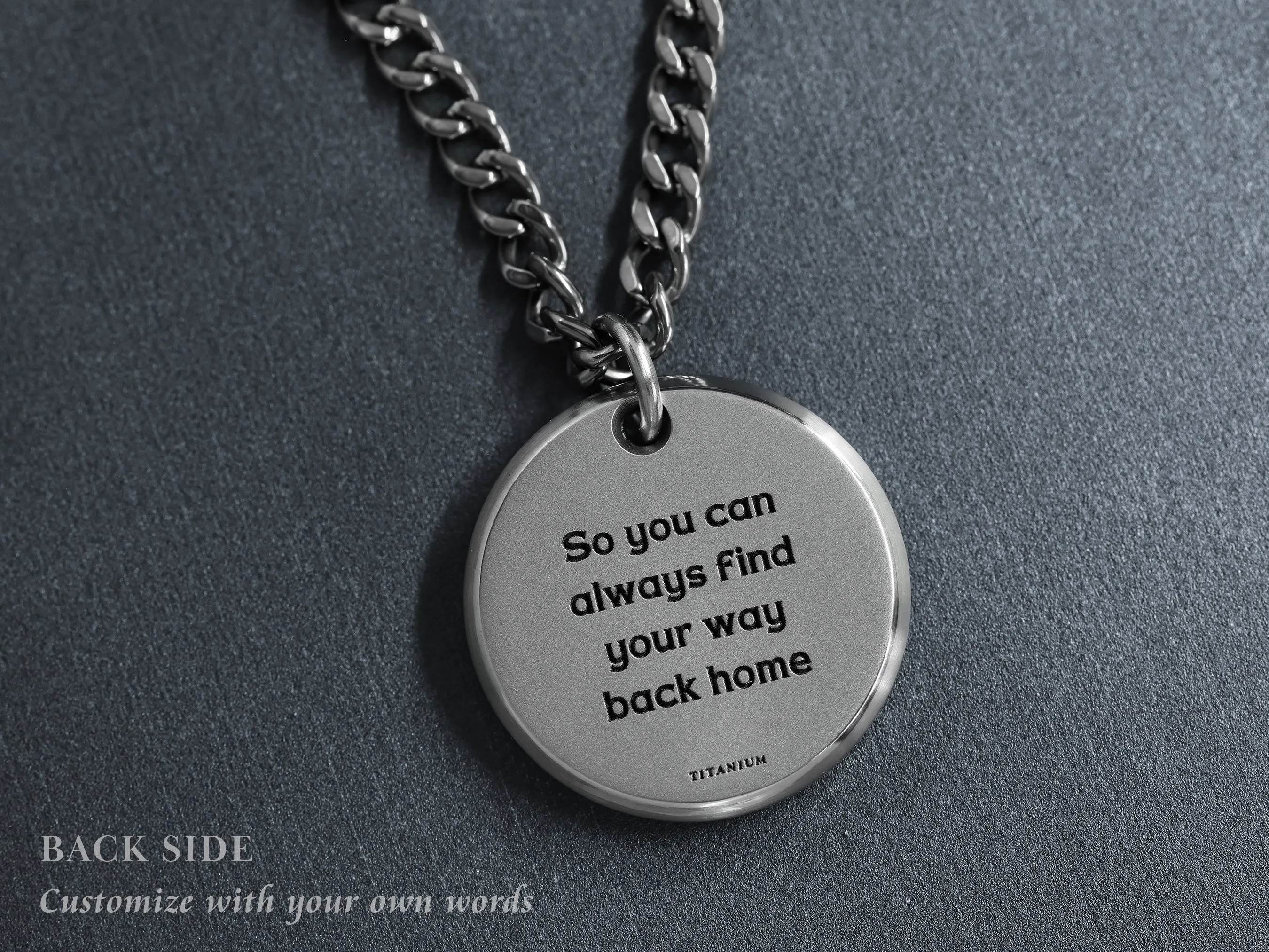 Custom 3D SKULL ART - TITANIUM Round Necklace