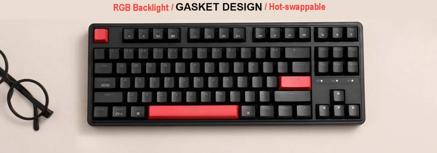 Custom Gaming Keyboard Programmable 87 Keys Compact TKL Layout