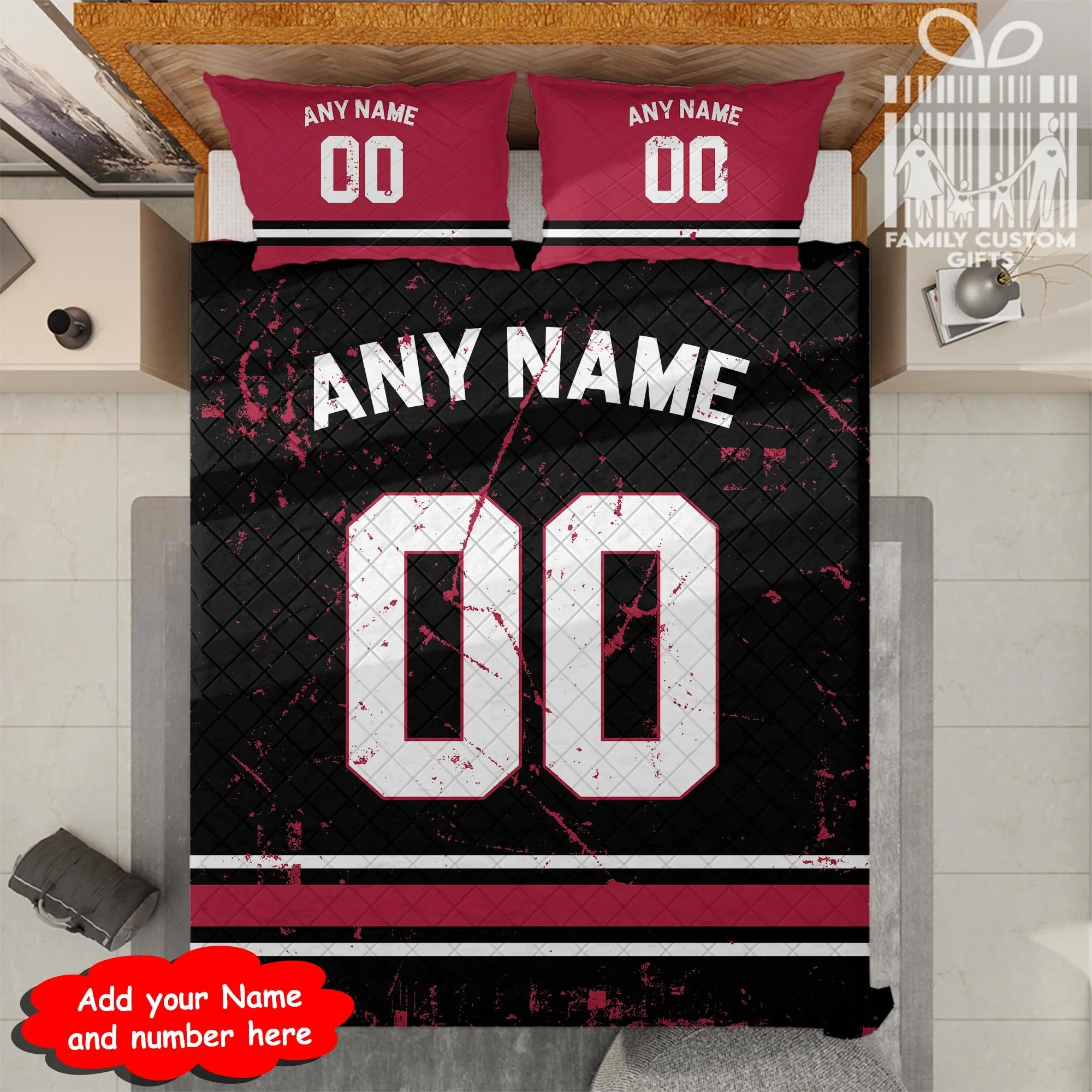 Custom Quilt Sets Arizona Jersey Personalized Football Premium Quilt Bedding for Men Women