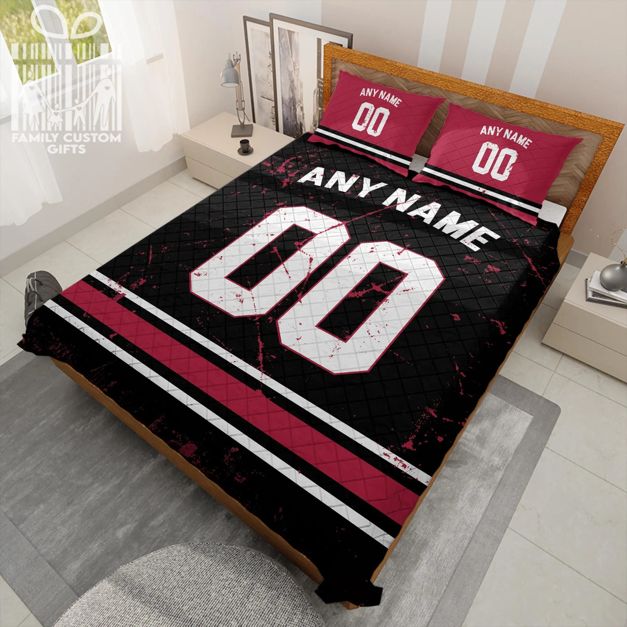 Custom Quilt Sets Arizona Jersey Personalized Football Premium Quilt Bedding for Men Women