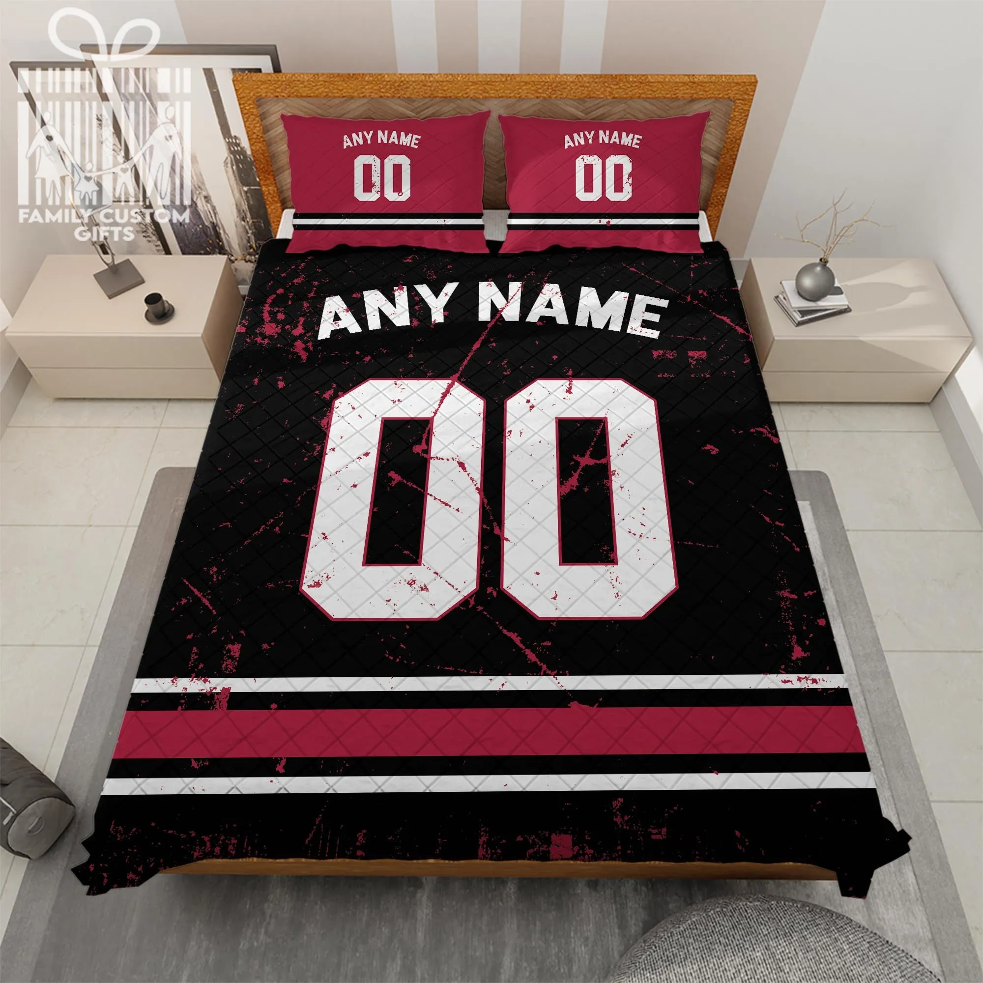 Custom Quilt Sets Arizona Jersey Personalized Football Premium Quilt Bedding for Men Women
