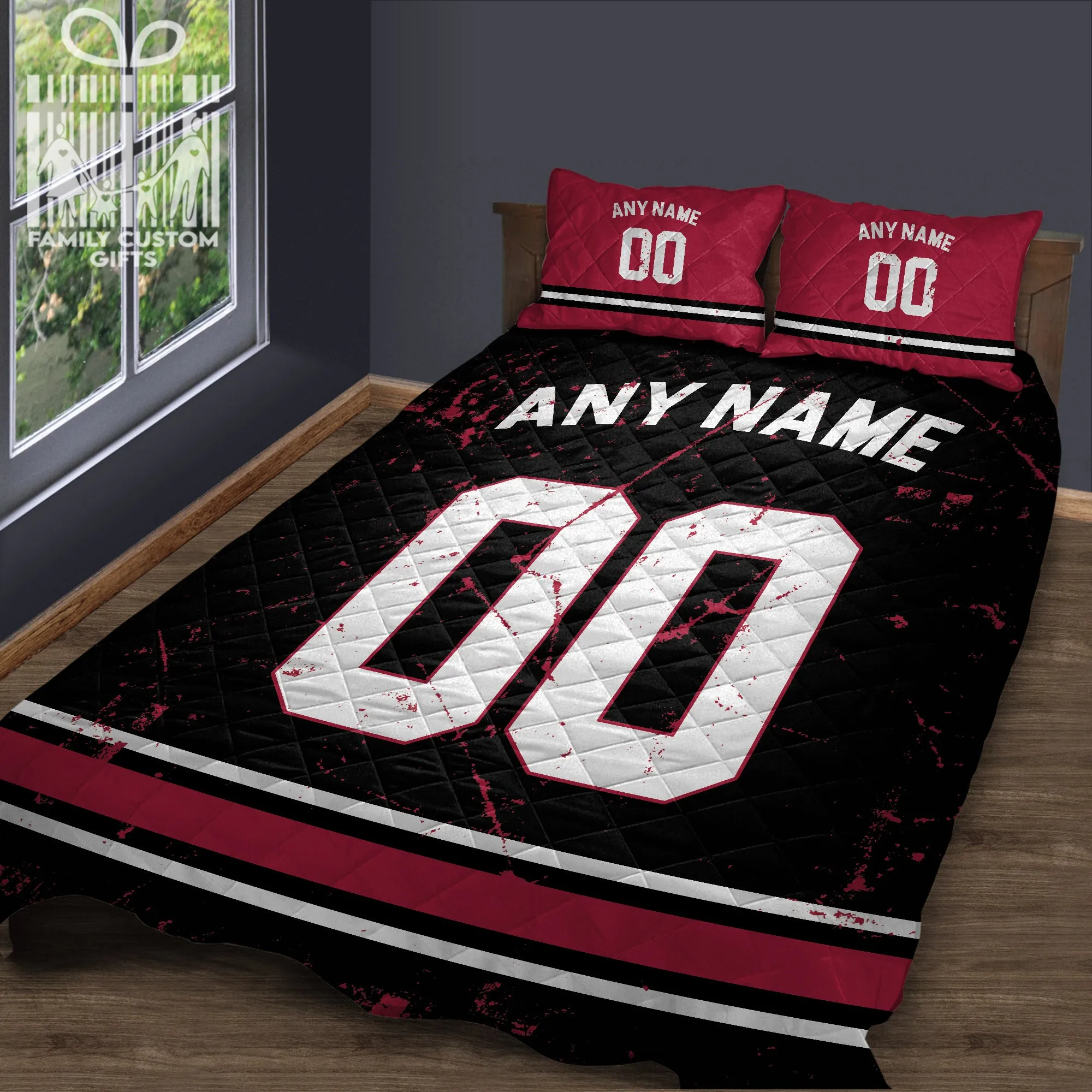 Custom Quilt Sets Arizona Jersey Personalized Football Premium Quilt Bedding for Men Women
