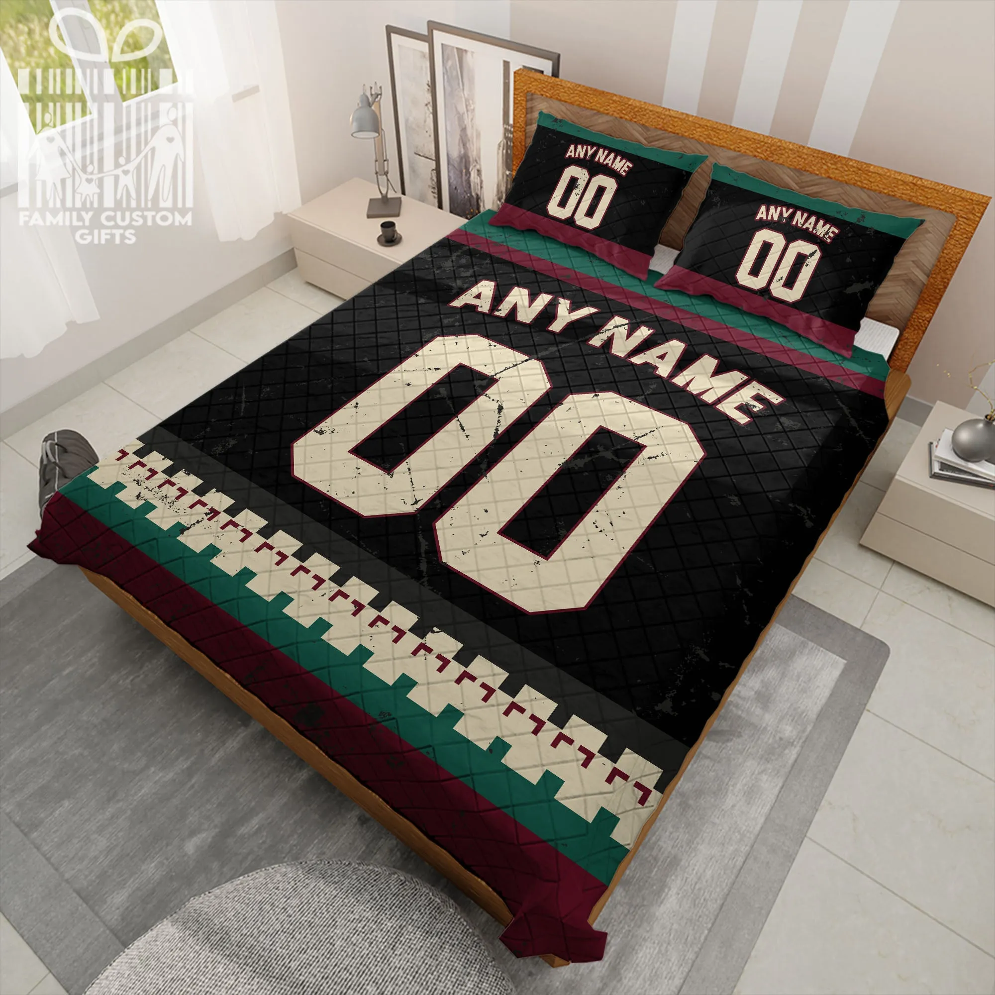 Custom Quilt Sets Arizona Jersey Personalized Ice hockey Premium Quilt Bedding for Men Women